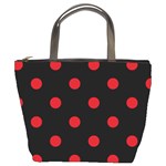 Polka Dots - Fire Engine Red on Black Bucket Bag