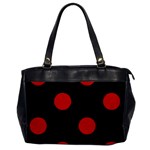 Polka Dots - Fire Engine Red on Black Oversize Office Handbag (One Side)