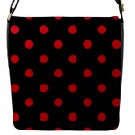 Polka Dots - Fire Engine Red on Black Flap Closure Messenger Bag (S)