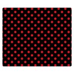 Polka Dots - Fire Engine Red on Black Double Sided Flano Blanket (Small)