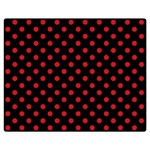 Polka Dots - Fire Engine Red on Black Double Sided Flano Blanket (Medium)