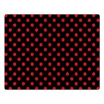 Polka Dots - Fire Engine Red on Black Double Sided Flano Blanket (Large)