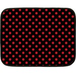 Polka Dots - Fire Engine Red on Black Fleece Blanket (Mini)