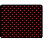 Polka Dots - Fire Engine Red on Black Fleece Blanket (Medium) (One Side)