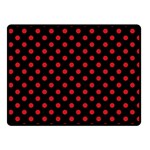 Polka Dots - Fire Engine Red on Black Fleece Blanket (Small) (One Side)