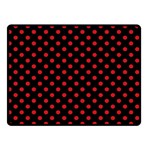 Polka Dots - Fire Engine Red on Black Double Sided Fleece Blanket (Small) (Two Sides)