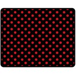 Polka Dots - Fire Engine Red on Black Double Sided Fleece Blanket (Medium) (Two Sides)