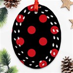 Polka Dots - Fire Engine Red on Black Ornament (Bell) Ornament (Oval Filigree)