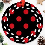 Polka Dots - Fire Engine Red on Black Ornament (Round Filigree)