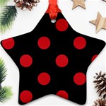 Polka Dots - Fire Engine Red on Black Ornament (Star)