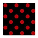 Polka Dots - Fire Engine Red on Black Tile Coaster