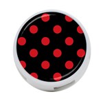 Polka Dots - Fire Engine Red on Black 4-Port USB Hub (Two Sides)