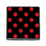 Polka Dots - Fire Engine Red on Black Memory Card Reader (Square)