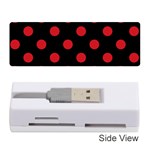 Polka Dots - Fire Engine Red on Black Memory Card Reader (Stick)