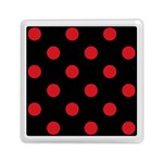 Polka Dots - Fire Engine Red on Black Memory Card Reader with Storage (Square)