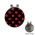 Polka Dots - Fire Engine Red on Black Golf Ball Marker Hat Clip