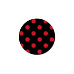 Polka Dots - Fire Engine Red on Black Golf Ball Marker