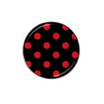 Polka Dots - Fire Engine Red on Black Hat Clip Ball Marker