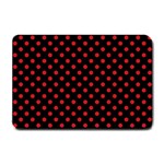 Polka Dots - Fire Engine Red on Black Small Doormat