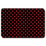 Polka Dots - Fire Engine Red on Black Large Doormat