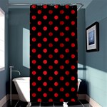 Polka Dots - Fire Engine Red on Black Shower Curtain 36  x 72  (Stall)