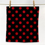 Polka Dots - Fire Engine Red on Black Face Towel