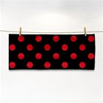 Polka Dots - Fire Engine Red on Black Hand Towel