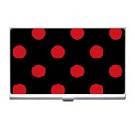 Polka Dots - Fire Engine Red on Black Business Card Holder