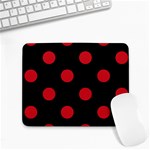 Polka Dots - Fire Engine Red on Black Small Mousepad