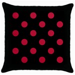 Polka Dots - Cardinal Red on Black Throw Pillow Case (Black)