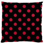 Polka Dots - Cardinal Red on Black Large Cushion Case (One Side)