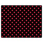 Polka Dots - Cardinal Red on Black Double Sided Flano Blanket (Medium)