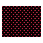 Polka Dots - Cardinal Red on Black Double Sided Flano Blanket (Large)