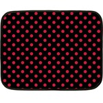 Polka Dots - Cardinal Red on Black Fleece Blanket (Mini)