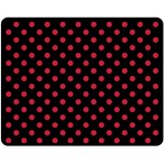 Polka Dots - Cardinal Red on Black Fleece Blanket (Medium) (One Side)