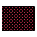 Polka Dots - Cardinal Red on Black Fleece Blanket (Small) (One Side)