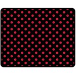 Polka Dots - Cardinal Red on Black Double Sided Fleece Blanket (Medium) (Two Sides)