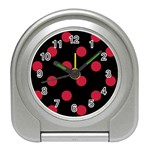 Polka Dots - Cardinal Red on Black Desk Alarm Clock