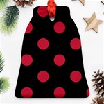 Polka Dots - Cardinal Red on Black Ornament (Bell)