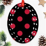 Polka Dots - Cardinal Red on Black Ornament (Bell) Ornament (Oval Filigree)