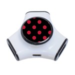 Polka Dots - Cardinal Red on Black Portable USB Hub (One Side)