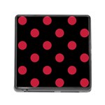 Polka Dots - Cardinal Red on Black Memory Card Reader (Square)