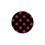 Polka Dots - Cardinal Red on Black Golf Ball Marker