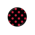 Polka Dots - Cardinal Red on Black Hat Clip Ball Marker