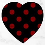 Polka Dots - Dark Red on Black Jigsaw Puzzle (Heart)