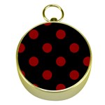 Polka Dots - Dark Red on Black Gold Compass