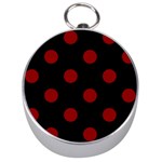 Polka Dots - Dark Red on Black Silver Compass