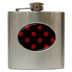 Polka Dots - Dark Red on Black Hip Flask (6 oz)