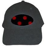 Polka Dots - Dark Red on Black Black Cap