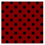 Polka Dots - Black on Maroon Red Large Satin Scarf (Square)